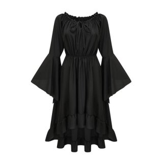 Renaissance Faire Costume Women Off Shoulder Long Bell Sleeve High Low Dress N23612