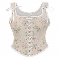 Corset Tops for Women Renaissance Lace Up Floral Overbust Boned Bustier Bodice N23600