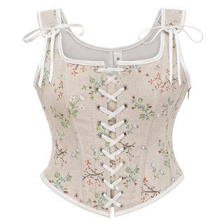 Corset Tops for Women Renaissance Lace Up Floral Overbust Boned Bustier Bodice N23600