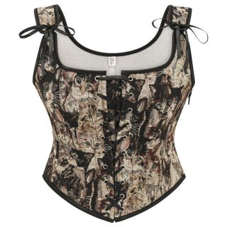 Women's Renaissance Lace Up Corset Black Cat Big Breast Bone Corset N23599