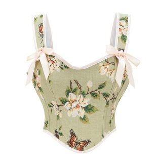 Women's Renaissance Corset Floral Underbust Corset Tops Vintage Boned Corset Belt N23598