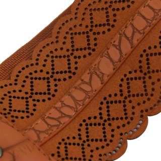 Fashion Brown Leather Stretch Waistband Front Lace-up Hollow Cincher Corset Belt N14798