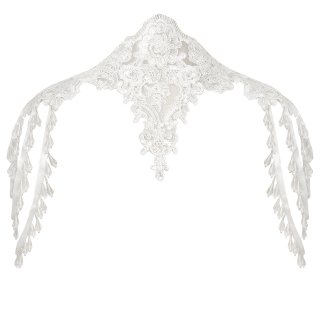 Victorian Gothic White Lace High Neck Shoulder Chain Cape Corset Shrug N23585