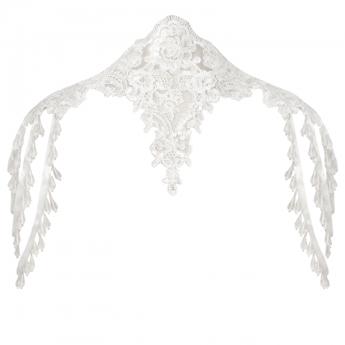 Victorian Gothic White Lace High Neck Shoulder Chain Cape Corset Shrug N23585