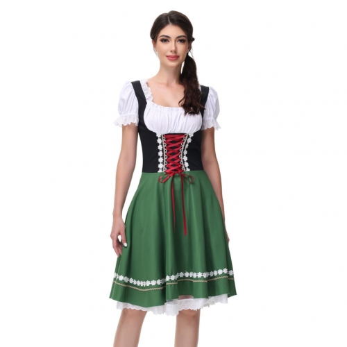 Women's Black and Green Dress Adult Beer Girl Oktoberfest Serving Costume 23551