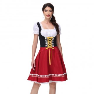 Women's Black and Red Dress Adult Beer Girl Oktoberfest Serving Costume N23550