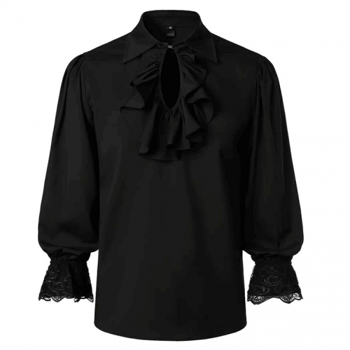 Men's Renaissance Victorian Steampunk Ruffled Medieval Halloween Costume N23532