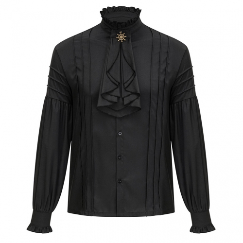 Men's pleated shirt medieval shirt steampunk victorian top underneath for halloween costume N23528