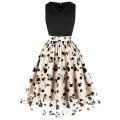Vintage Women Mesh Split Joint V-Neck Sleeveless A-Line Dress N23500
