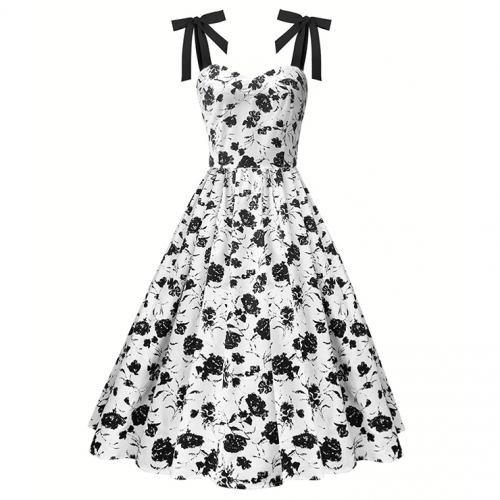 Women's Ink Retro Sleeveless Temperament Dress For Women N23484