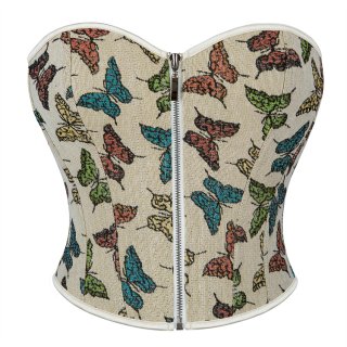Butterfly Pattern Strapless Corset, Tummy Control Zipper Lace Up Slimmer Body Shaper, Women's Lingerie & Shapewear NN23478