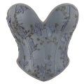 Women's Butterfly Embroidery Strapless Corset Tummy Control Lace Up Push Up Body Shaper N23474