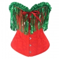 Christmas Sequin Fringe Corset Women Waist Slim Fit Satin Corset Tie Decorative Corset N23461