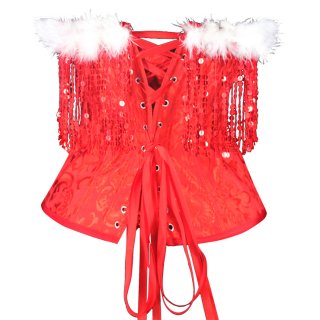 Christmas Sequin Fringe Corset Women Waist Slim Fit Satin Corset Tie Decorative Corset N23460