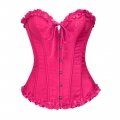 Victorian Gothic Rose Brocade Plastic Boned Ruffle Waist Cincher Body Shaper Overbust Corset N23440