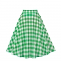Women's Clothing Plaid Big Swing Ruffle Skirt Vintage High Waist Midi Skirt HG23423