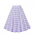 Women's Clothing Plaid Big Swing Ruffle Skirt Vintage High Waist Midi Skirt HG23422