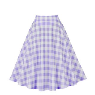Women's Clothing Plaid Big Swing Ruffle Skirt Vintage High Waist Midi Skirt HG23422