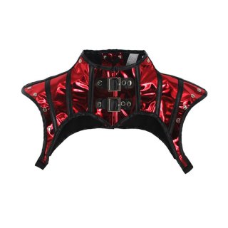 Steampunk Red High Neck Cap Sleeve Rivet Corset Shrug with Buckles N23411