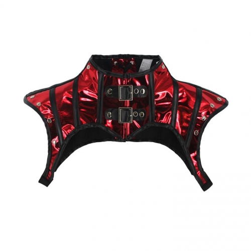 Steampunk Red High Neck Cap Sleeve Rivet Corset Shrug with Buckles N23411