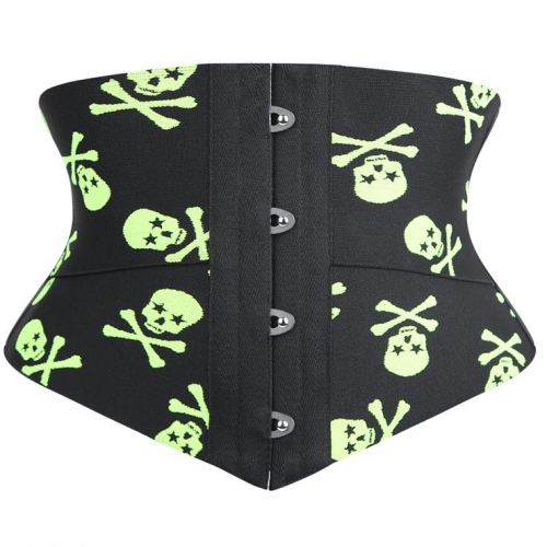 Crazy Sexy Skulls Print Waist Training Cincher Halloween Corset N23408