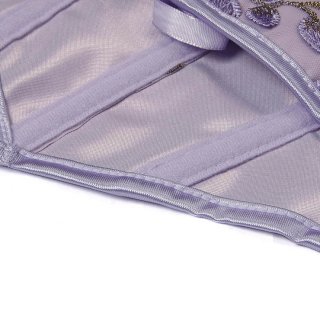 Women's Purple Vintage Printerd Lace-up 13 Plastic Boned Overbust Corset N23406