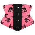 Crazy Sexy Pink Skulls Print Waist Training Cincher Halloween Corset N23405