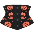 Crazy Sexy Pumpkin Print Waist Training Cincher Halloween Corset N23403