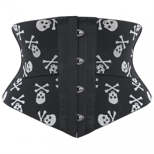 Crazy Sexy Skulls Print Waist Training Cincher Halloween Corset N23402