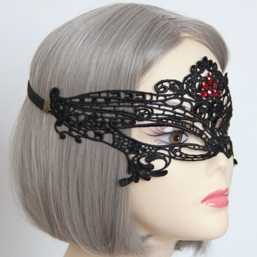 Medieval Black Lace gems Half Mask MS12931