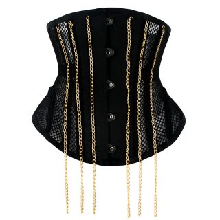 Sexy Black 16 Steel Boned See-through Mesh Breathe Bodyshaper Waist Cincher Underbust Corset N23361