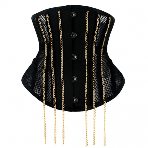 Sexy Black 16 Steel Boned See-through Mesh Breathe Bodyshaper Waist Cincher Underbust Corset N23361