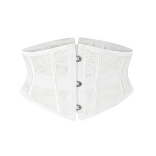 Sexy White 14 Plastic Boned lace Steel Busk Closure Waist Cincher Underbust Corset N23360