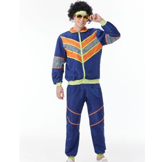 Men's Vintage Tracksuit Top and Trousers Colorful Disco Rock Dancing Adult Cosplay Costume N23358