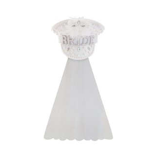 Fashion White Sequins Cosplay Halloween Bride Costume Top Hat and Veil J23306