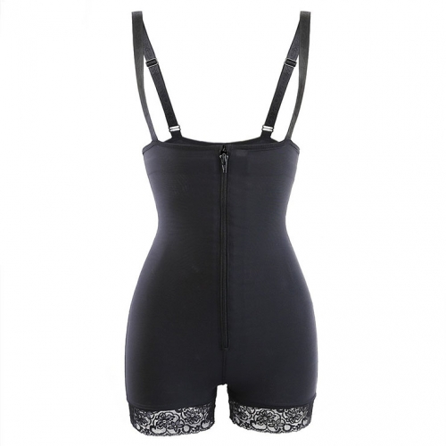 Sexy Black Spaghetti Straps Zipper Slimming Jumpsuit Underwear PT23257