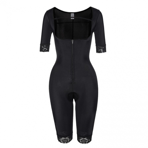 Women's Black Front Zipper Leaking Crotch Butt Lifter Shapewear Thigh Slimmer PT23252