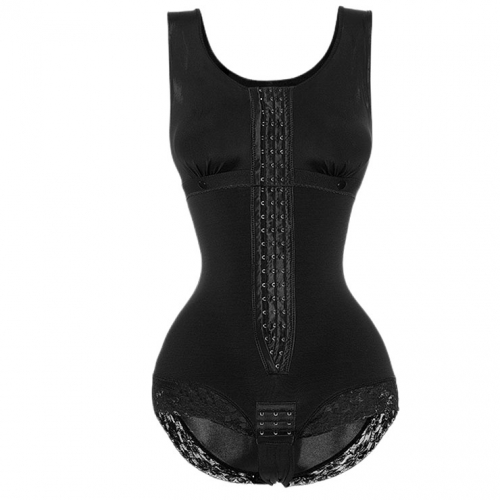 Women's Black Wide Straps Front Hooks Butt Lifter Shapewear Thigh Slimmer PT23251