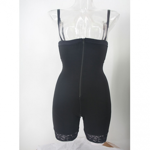 Sexy Black Spaghetti Straps Zipper Slimming Jumpsuit Underwear PT23249
