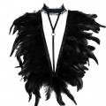 Victorian Gothic Black Feather Adjustable Spaghetti Straps Shawl Accessories N23236