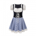 Women's Blue Adult Short Sleeve Maid Dress Cosplay Halloween Costume N23196