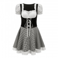 Women's Black Adult Short Sleeve Maid Dress Cosplay Halloween Costume N23195