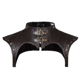 Steampunk Brown High Neck Cap Sleeve Rivet Corset Shrug with Buckles N23166