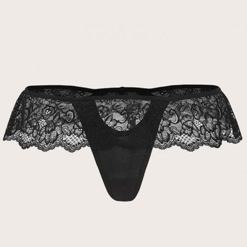 Hot Sexy Black Lace See-through Hollow Out Triangular Panty PT23101