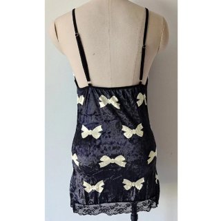 Sexy Black Flannel Spaghetti Straps Deep V Neck Mini Dress Babydoll Nightgown Lingerie N23097