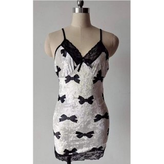 Sexy White Flannel Spaghetti Straps Deep V Neck Mini Dress Babydoll Nightgown Lingerie N23096