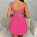 Sexy Rose Lace Low Bra Backless Spaghetti Straps Babydoll Sleepwear Lingerie N23053