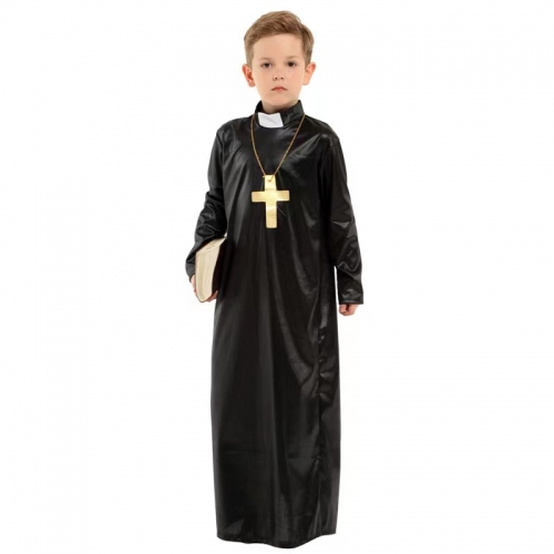 Sexy Priest Robe Cosplay Boy Children Halloween Party Theatrical Masquerade Costume N22951