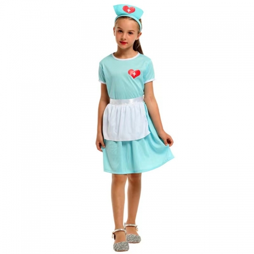 Sexy Girl Nurse Uniform Cosplay Mini Dress Children Masquerade Costume N22946