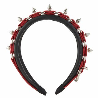 Steampunk Lolita Black Rivet Metal Spike Leather Buckle Halloween Hair Accessory J22907